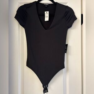 Express Charcoal V-Neck Bodysuit